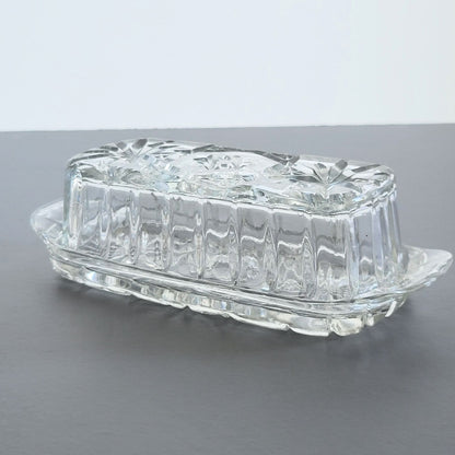 Anchor Hocking "Prescut Clear" Covered Butter Dish, c.1960s USA