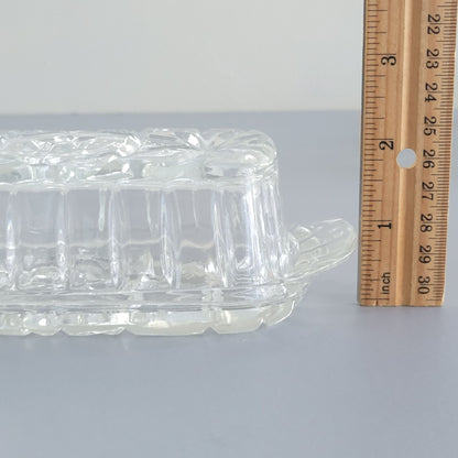 Anchor Hocking "Prescut Clear" Covered Butter Dish, c.1960s USA