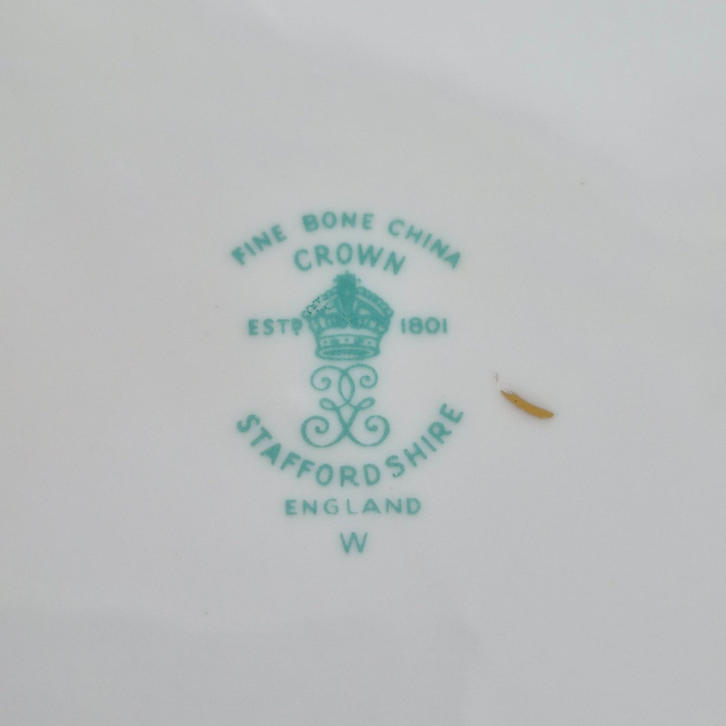 Crown Staffordshire White Teacup and Snack Plate, Set of 2, Made in England