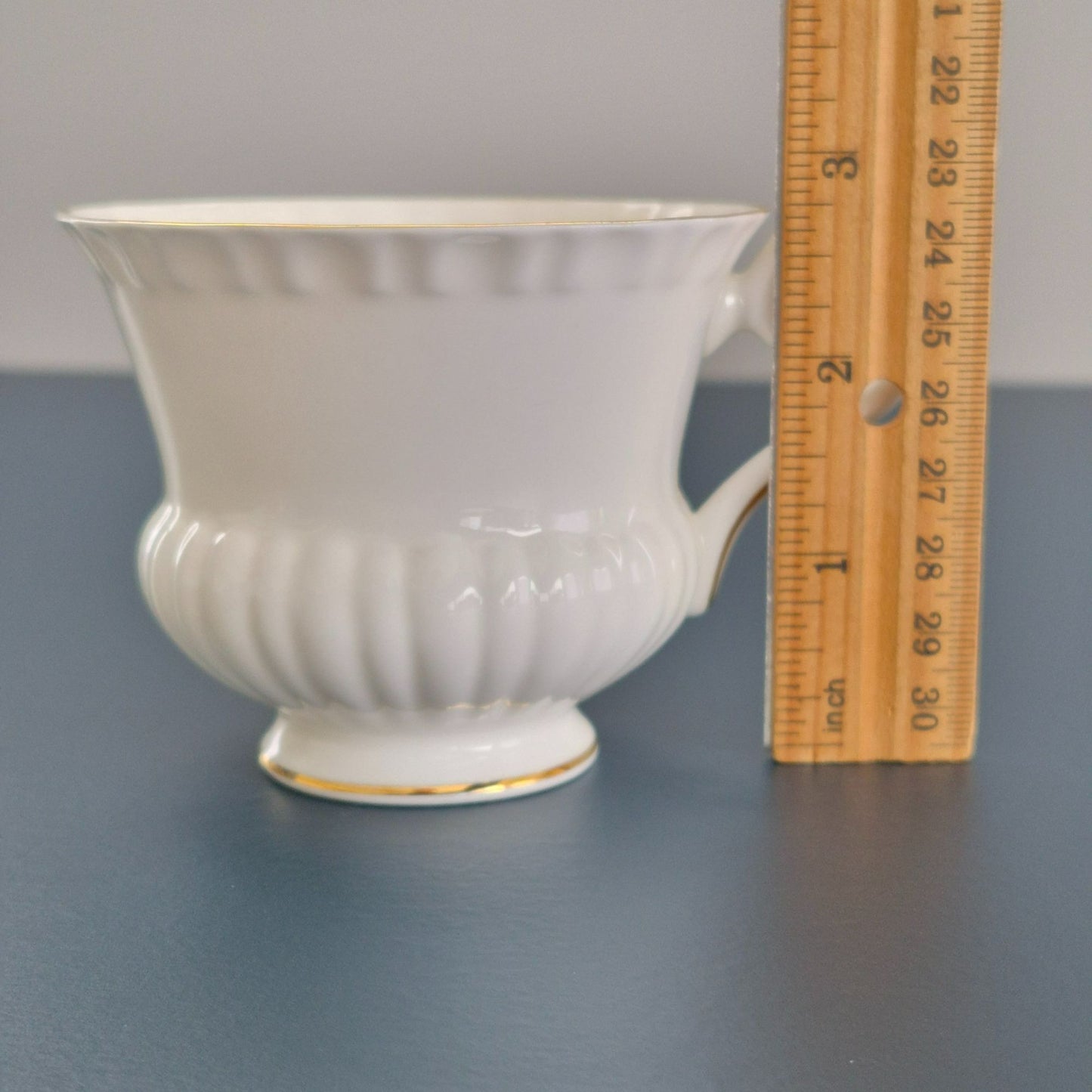 Crown Staffordshire White Teacup and Snack Plate, Set of 2, Made in England