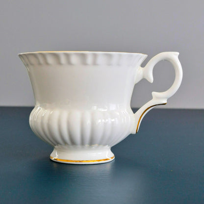 Crown Staffordshire White Teacup and Snack Plate, Set of 2, Made in England