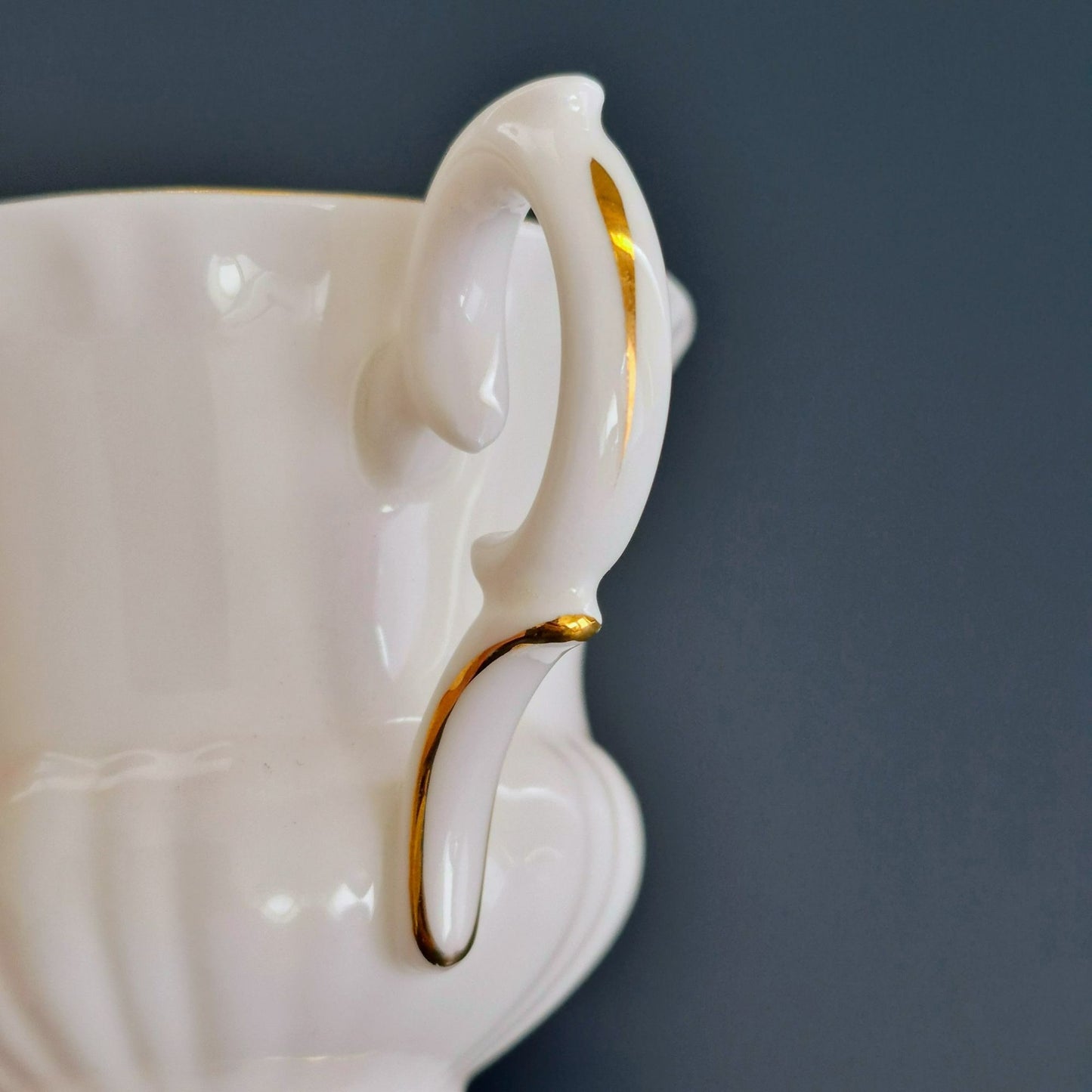 Crown Staffordshire White Teacup and Snack Plate, Set of 2, Made in England