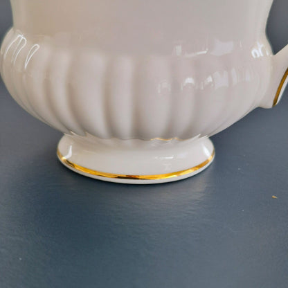 Crown Staffordshire White Teacup and Snack Plate, Set of 2, Made in England