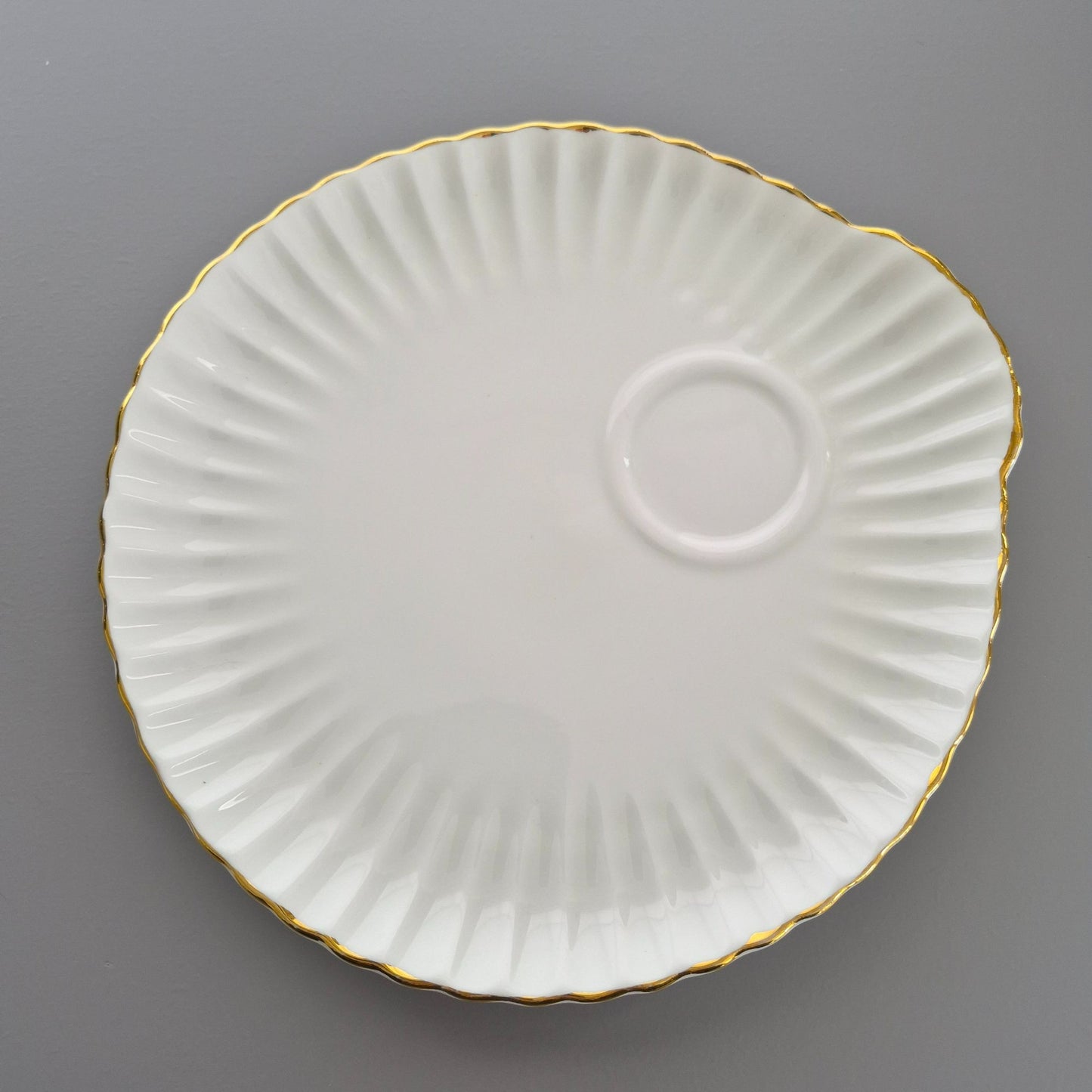 Crown Staffordshire White Teacup and Snack Plate, Set of 2, Made in England