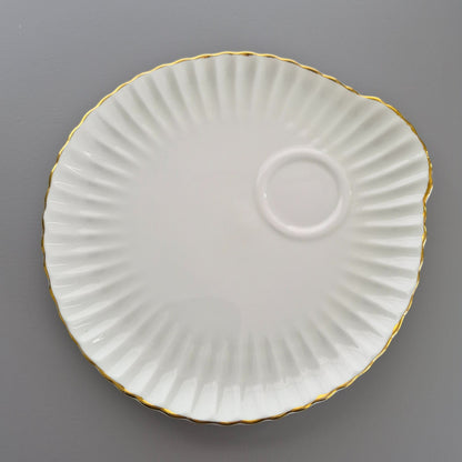 Crown Staffordshire White Teacup and Snack Plate, Set of 2, Made in England