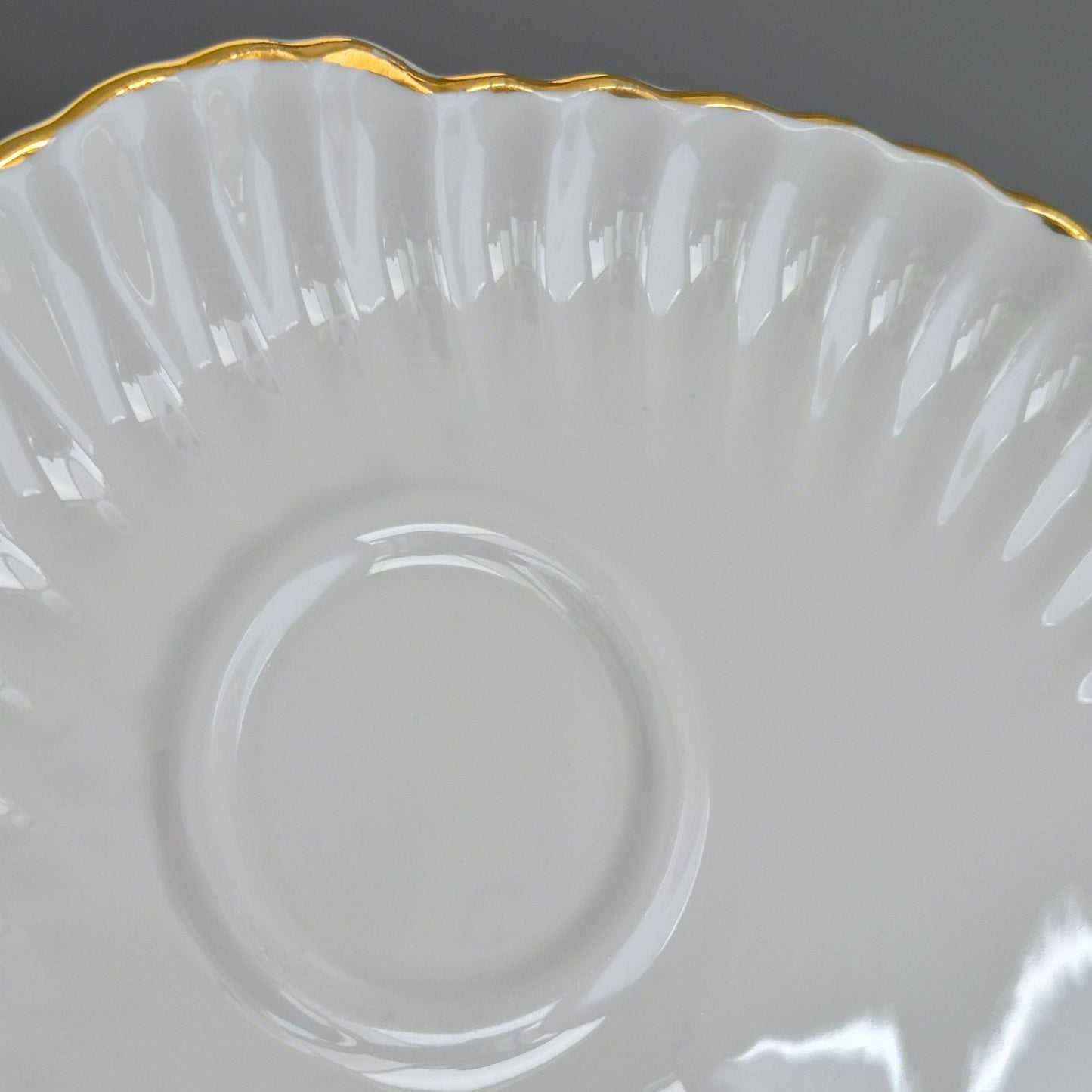 Crown Staffordshire White Teacup and Snack Plate, Set of 2, Made in England