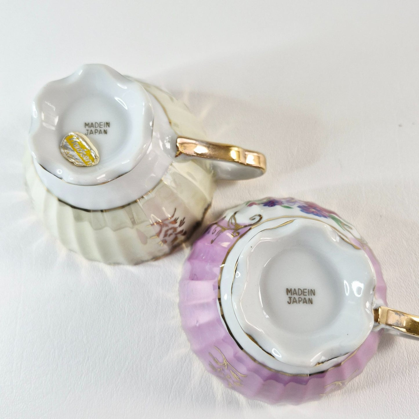 Vintage Floral Lusterware Teacup Set of 2, Made in Japan