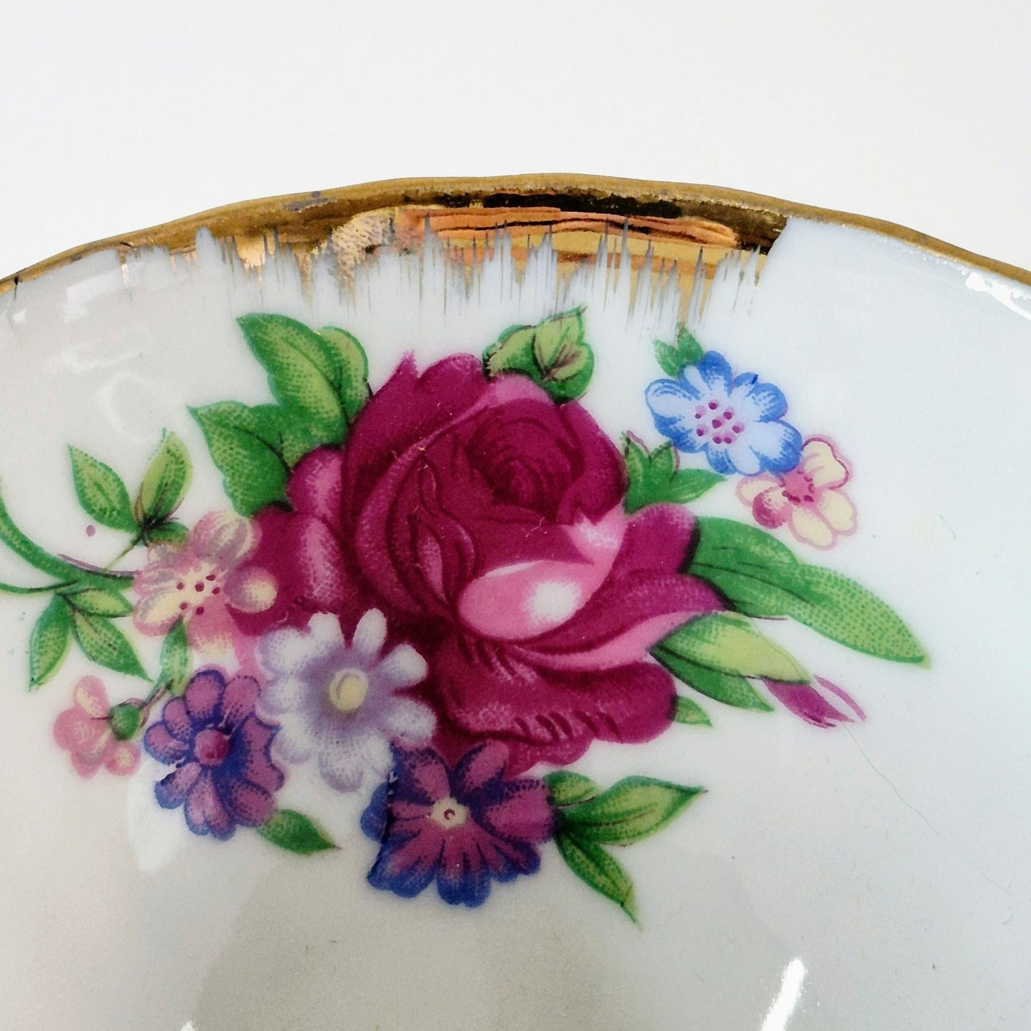 Vintage Floral Lusterware Teacup Set of 2, Made in Japan