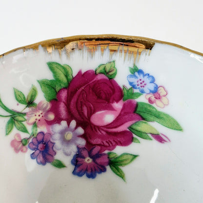 Vintage Floral Lusterware Teacup Set of 2, Made in Japan