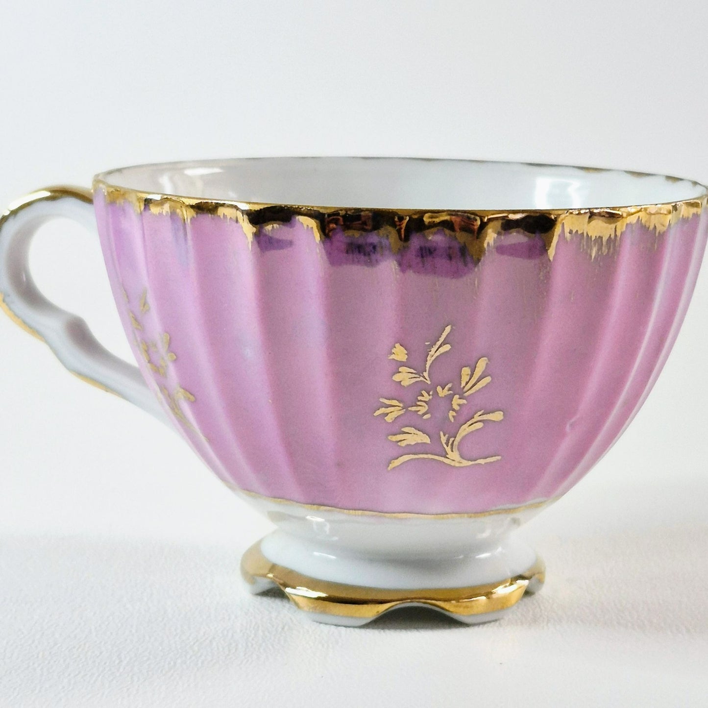 Vintage Floral Lusterware Teacup Set of 2, Made in Japan