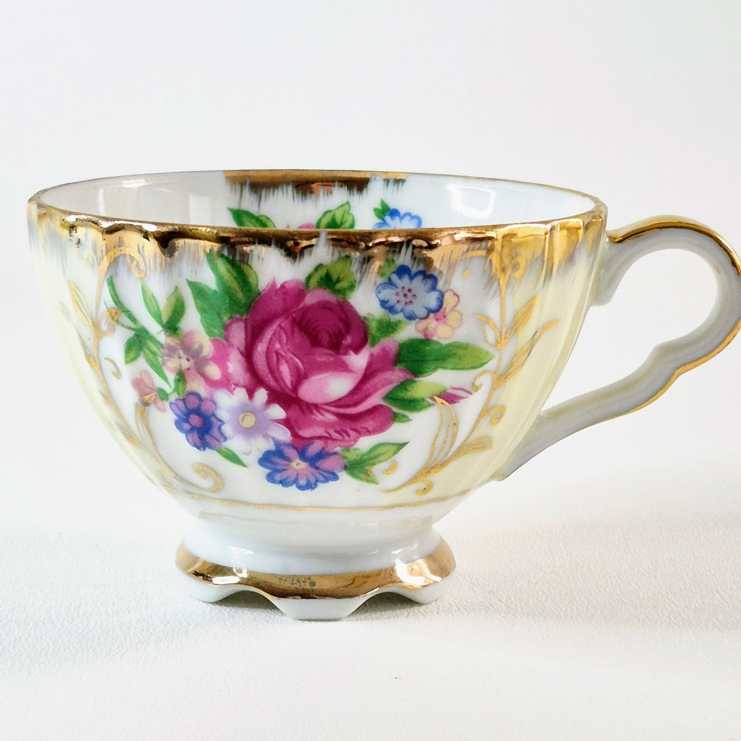 Vintage Floral Lusterware Teacup Set of 2, Made in Japan