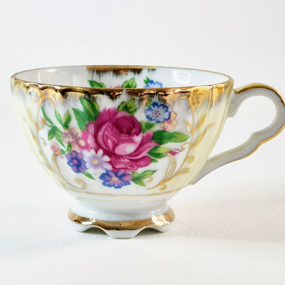Vintage Floral Lusterware Teacup Set of 2, Made in Japan