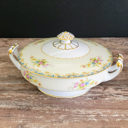 Noritake Rose China RO1 Covered Serving Bowl, c.1945-48 Occupied Japan