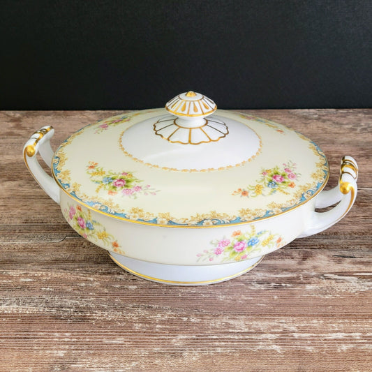 Noritake Rose China RO1 Covered Serving Bowl, c.1945-48 Occupied Japan