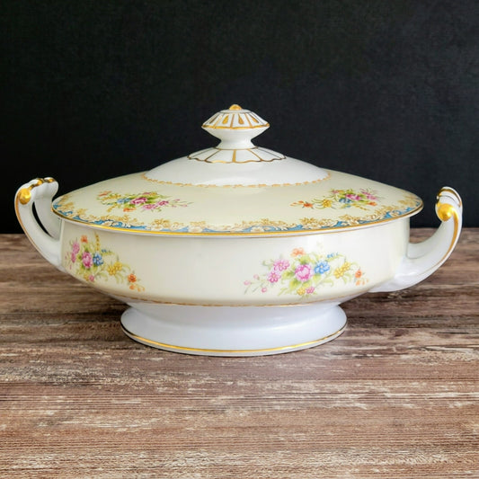 Noritake Rose China RO1 Covered Serving Bowl, c.1945-48 Occupied Japan