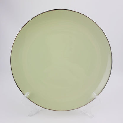 Franciscan Willow Green Dinner Plate, Platinum Trim Coupe Shape, c.1953 USA
