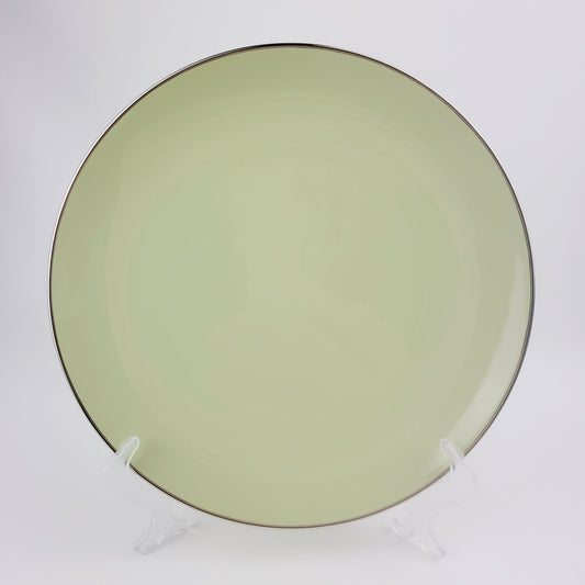 Franciscan Willow Green Dinner Plate, Platinum Trim Coupe Shape, c.1953 USA