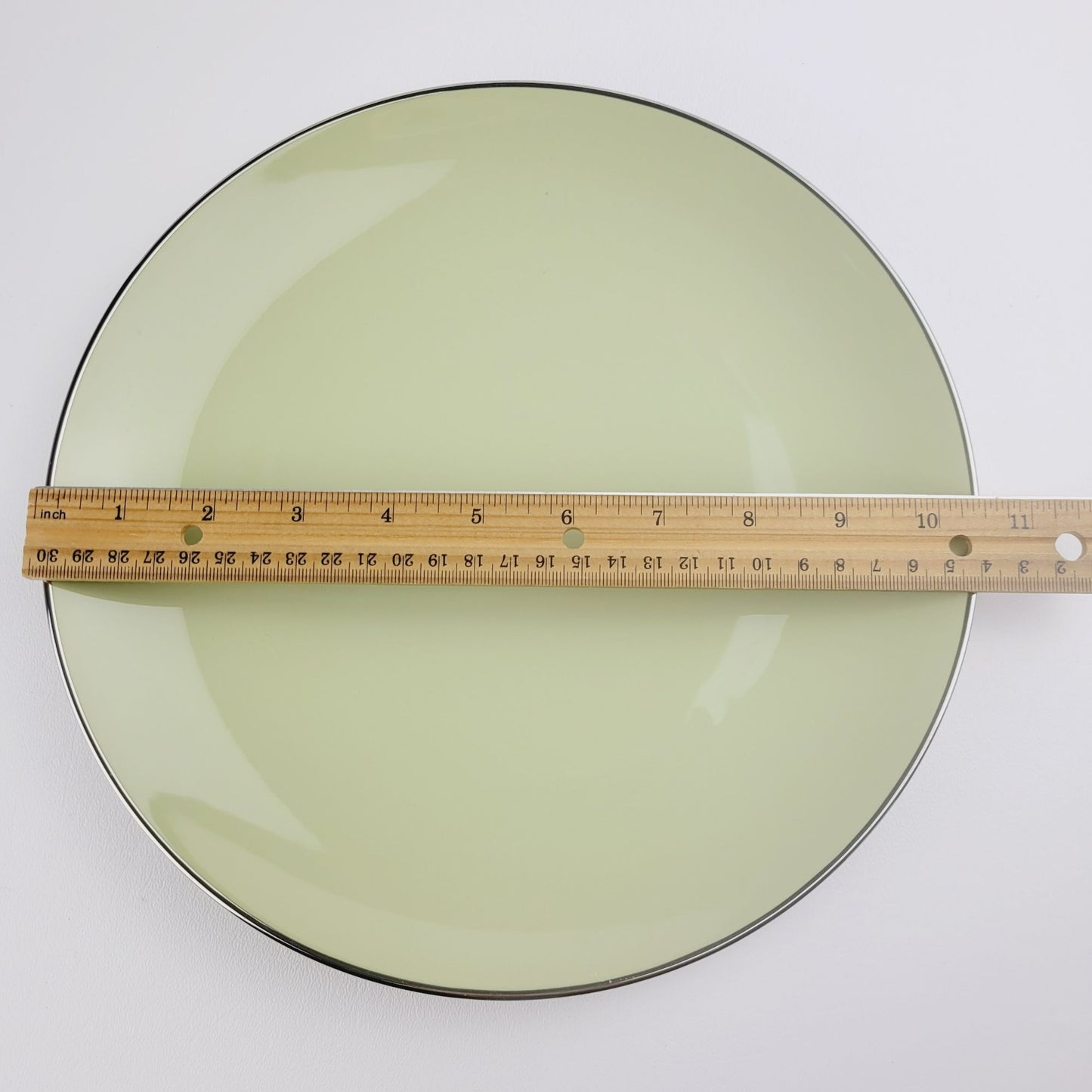 Franciscan Willow Green Dinner Plate, Platinum Trim Coupe Shape, c.1953 USA