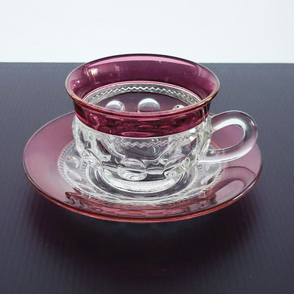 Tiffin King's Crown Cup & Saucer, 2 Sets, c.1950-65 USA