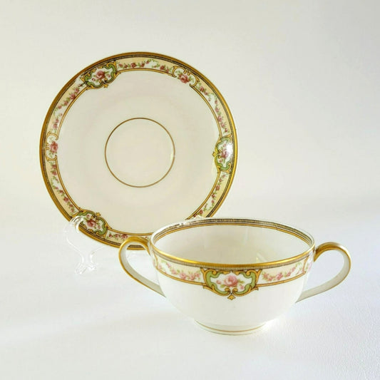 Theodore Haviland Belfort Bouillon Soup Cup & Saucer, Limoges France