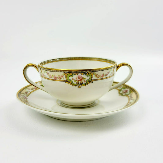 Theodore Haviland Belfort Bouillon Soup Cup & Saucer, Limoges France