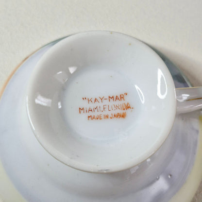 Vintage Tropical Flamingo Demitasse Cups & Saucer Set of 3, Made in Japan