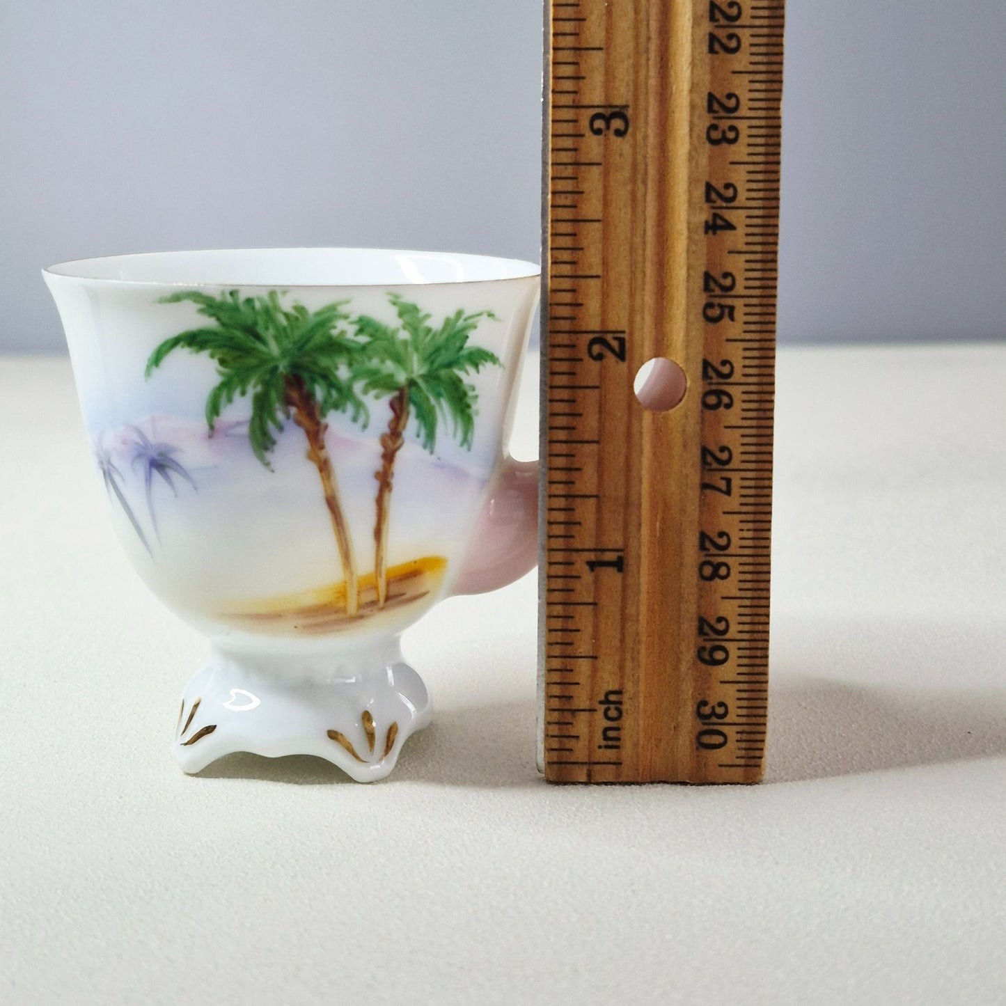 Vintage Tropical Flamingo Demitasse Cups & Saucer Set of 3, Made in Japan