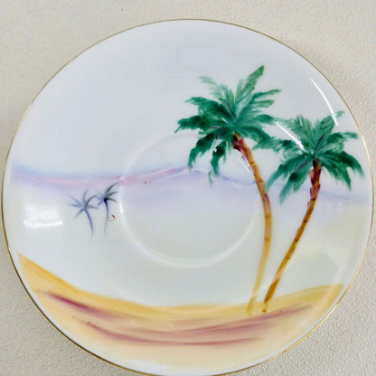 Vintage Tropical Flamingo Demitasse Cups & Saucer Set of 3, Made in Japan