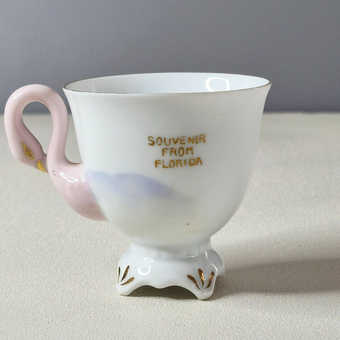 Vintage Tropical Flamingo Demitasse Cups & Saucer Set of 3, Made in Japan