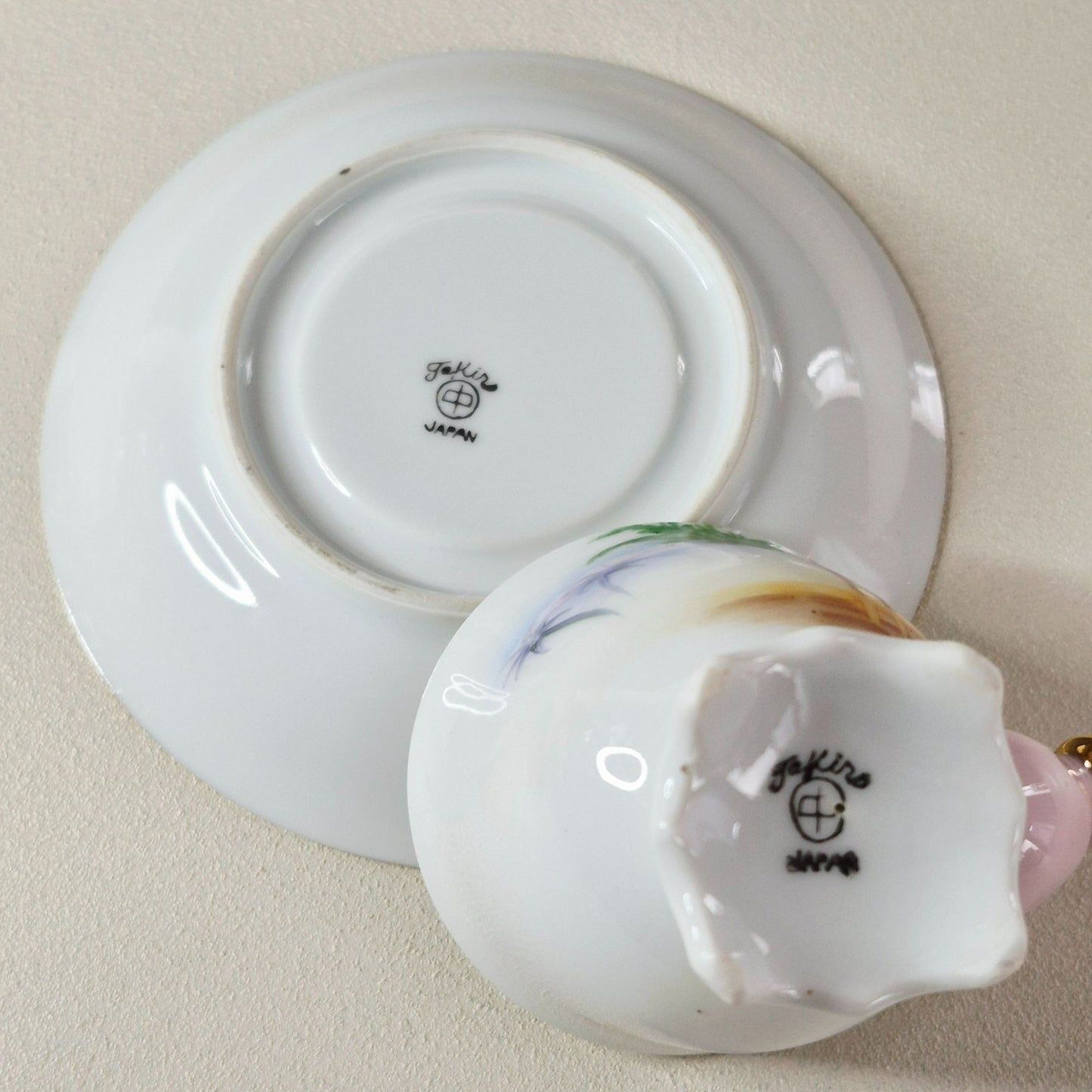 Vintage Tropical Flamingo Demitasse Cups & Saucer Set of 3, Made in Japan