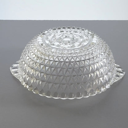 Vintage Handled & Textured Clear 10" Round Serving Bowl, USA Made