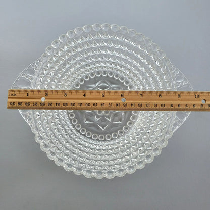 Vintage Handled & Textured Clear 10" Round Serving Bowl, USA Made