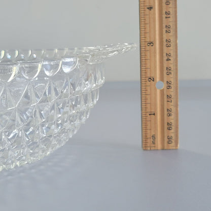 Vintage Handled & Textured Clear 10" Round Serving Bowl, USA Made