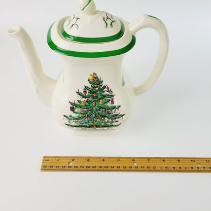 Vintage Spode Christmas Tree Coffee Pot & Lid, Green Trim, England
