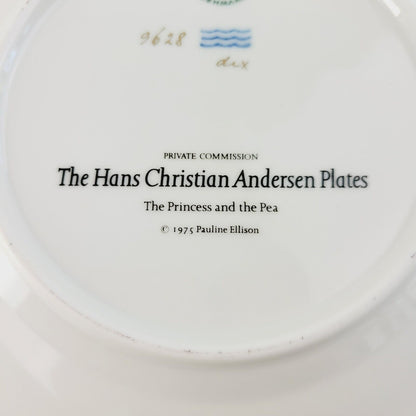 Royal Copenhagen Princess & The Pea Hans Christian Andersen Fairy Tale Plate, Gold Trim with Etched Design, c.1975-76 Denmark