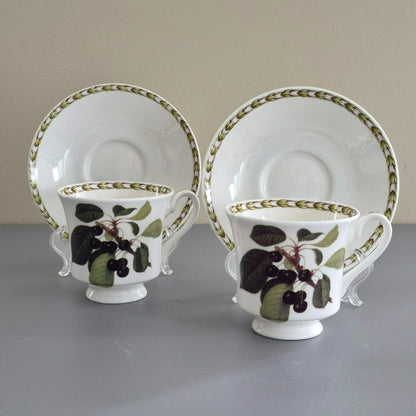 Queen's "Hookers Fruit" Black Cherry Cup & Saucer, 2 Sets, c.1980s England