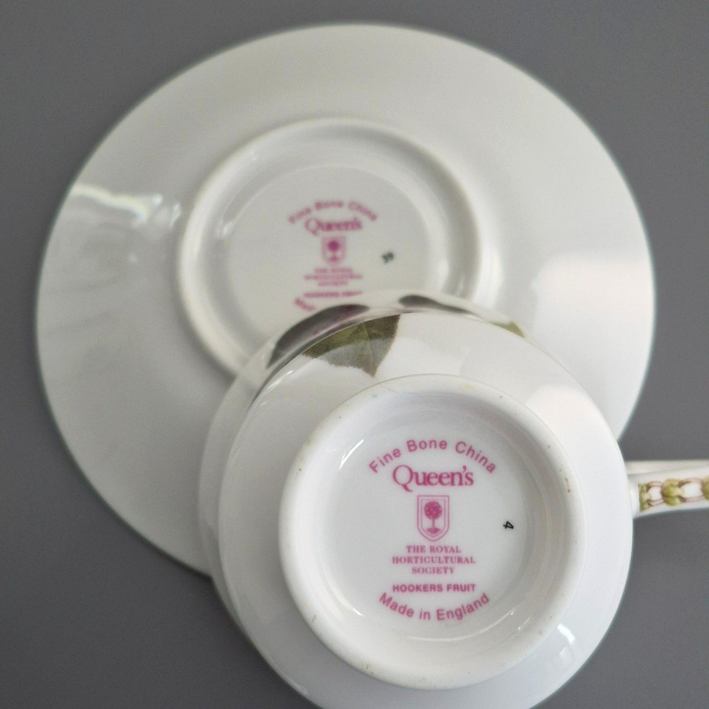 Queen's "Hookers Fruit" Black Cherry Cup & Saucer, 2 Sets, c.1980s England