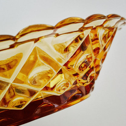 Viking Diamond Thumbprint Amber Round Covered Butter Dish, c.1970s USA