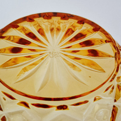 Viking Diamond Thumbprint Amber Round Covered Butter Dish, c.1970s USA
