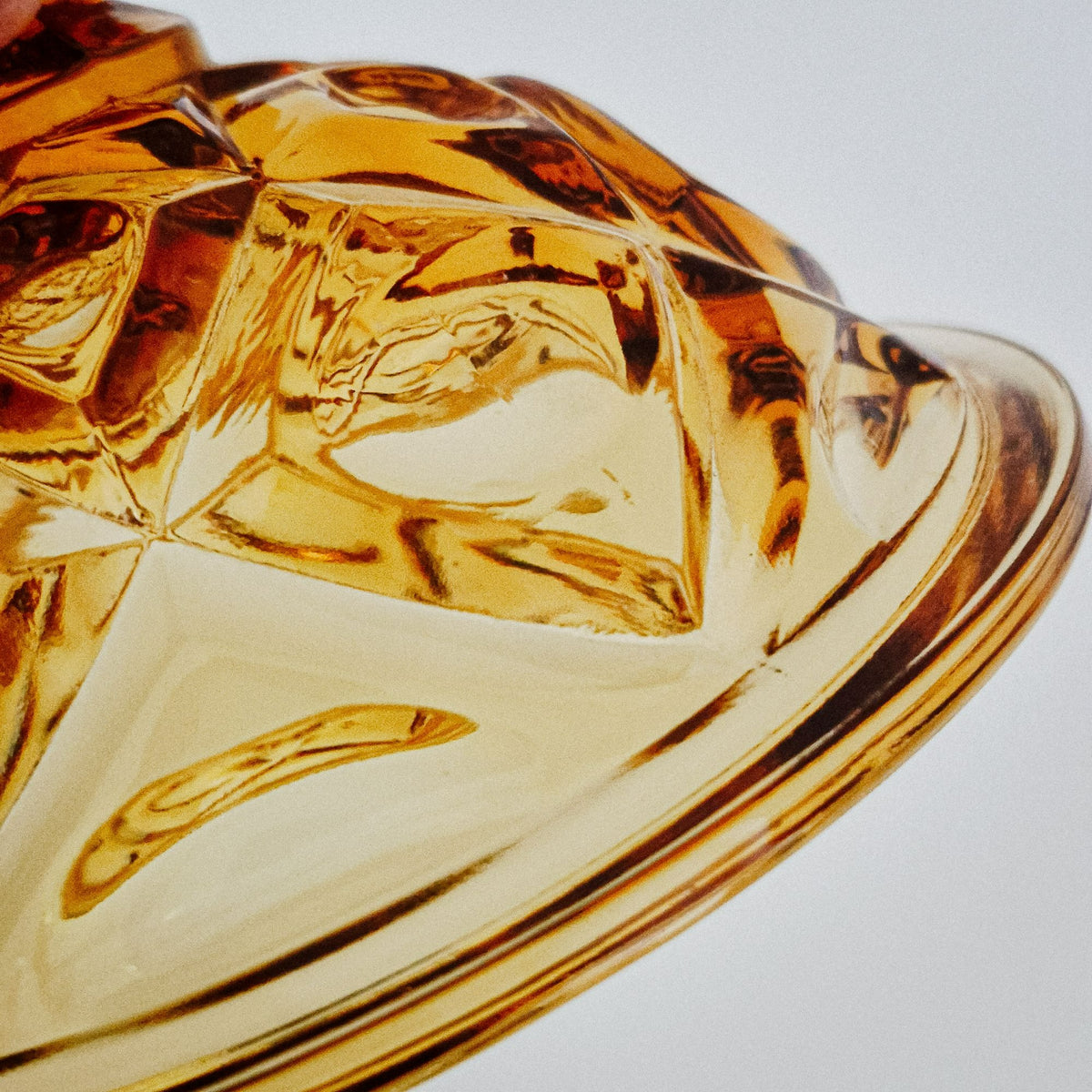 Viking Diamond Thumbprint Amber Round Covered Butter Dish, c.1970s USA
