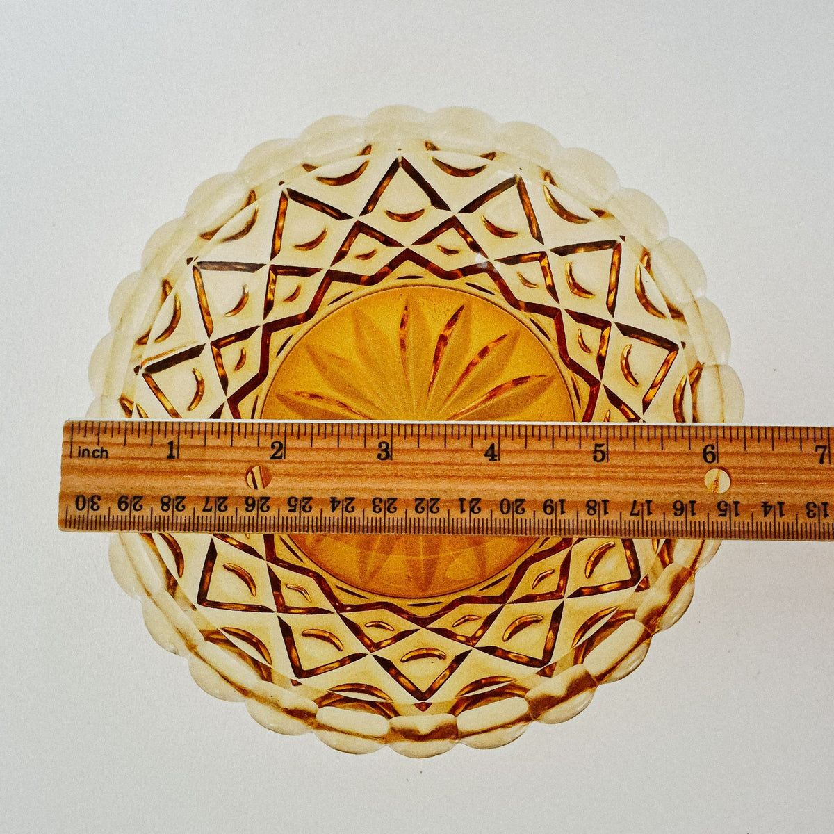 Viking Diamond Thumbprint Amber Round Covered Butter Dish, c.1970s USA
