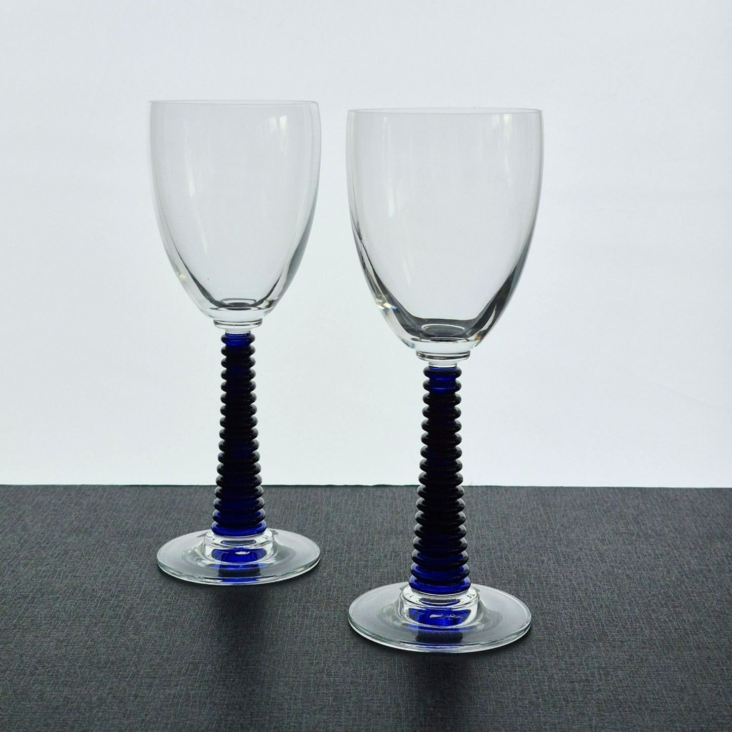 Cobalt Blue & Clear Textured Goblet, Set of 2
