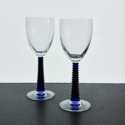 Cobalt Blue & Clear Textured Goblet, Set of 2