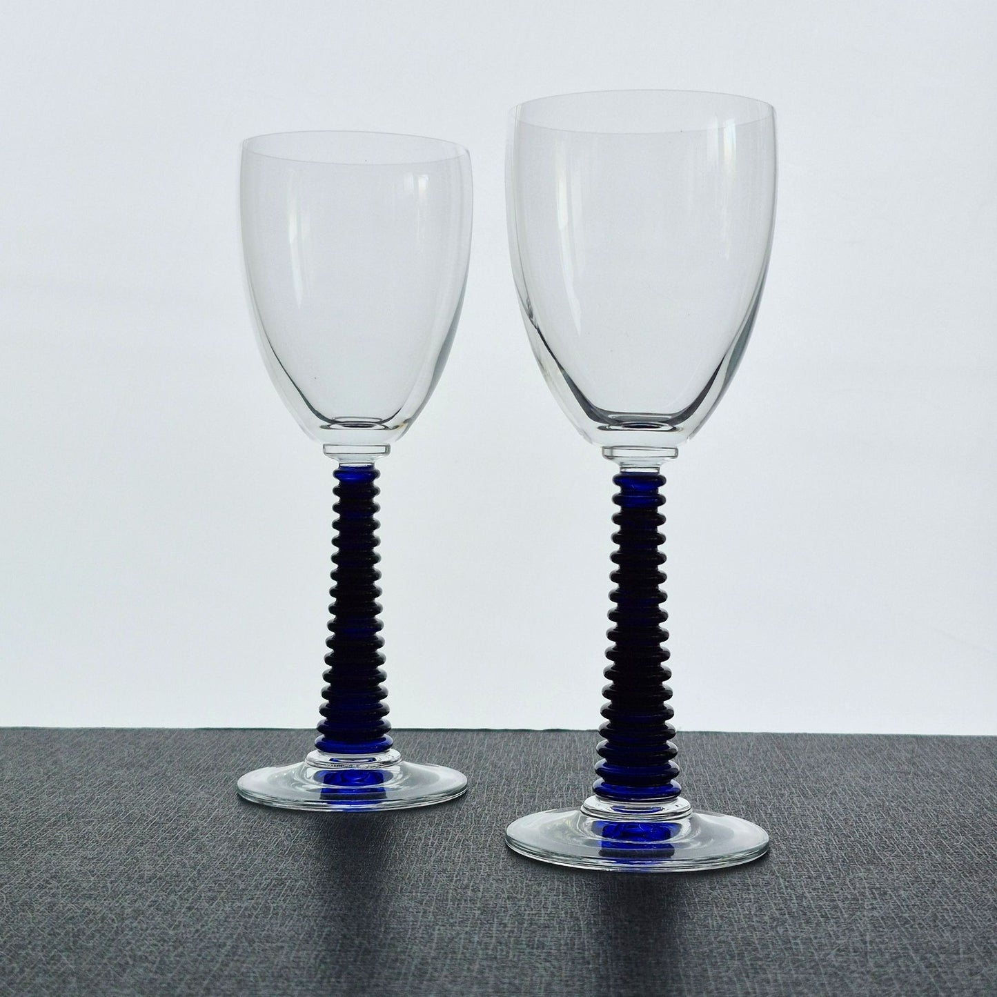 Cobalt Blue & Clear Textured Goblet, Set of 2