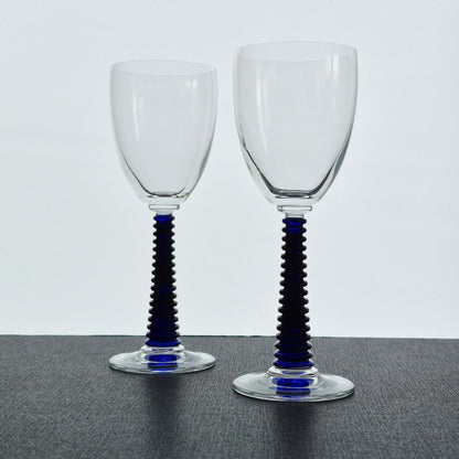 Cobalt Blue & Clear Textured Goblet, Set of 2