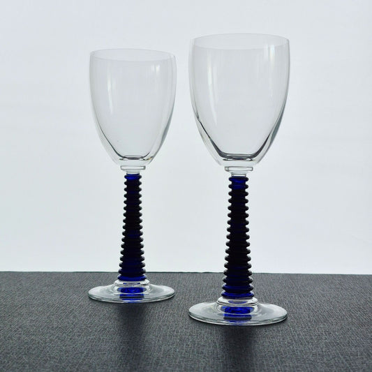 Cobalt Blue & Clear Textured Goblet, Set of 2