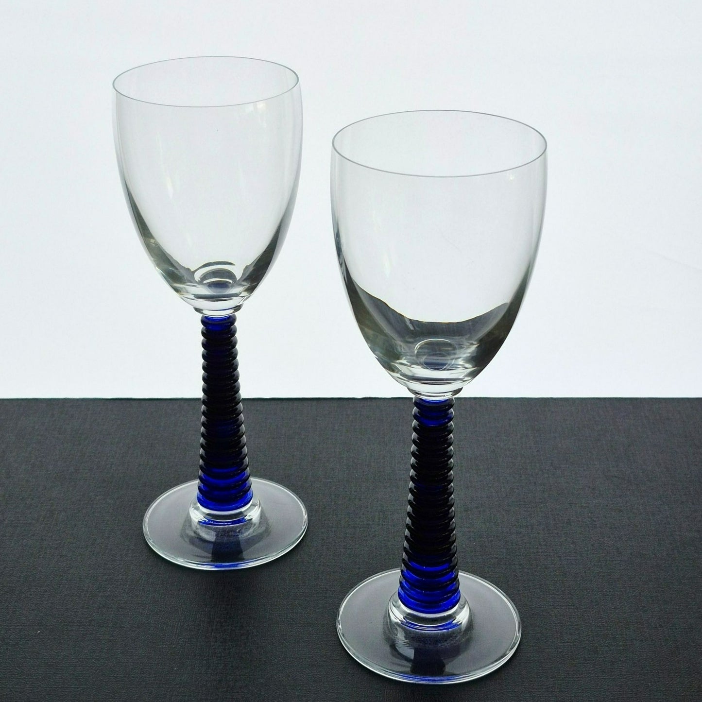 Cobalt Blue & Clear Textured Goblet, Set of 2