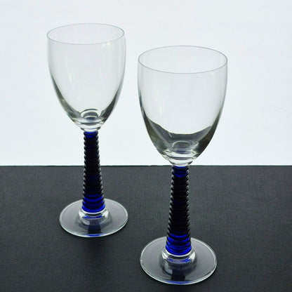 Cobalt Blue & Clear Textured Goblet, Set of 2