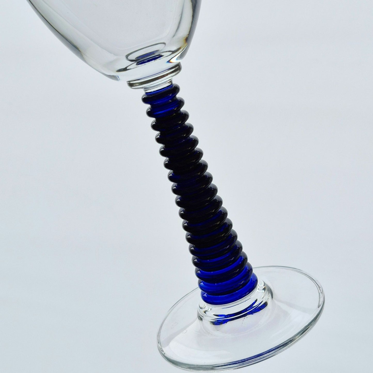Cobalt Blue & Clear Textured Goblet, Set of 2