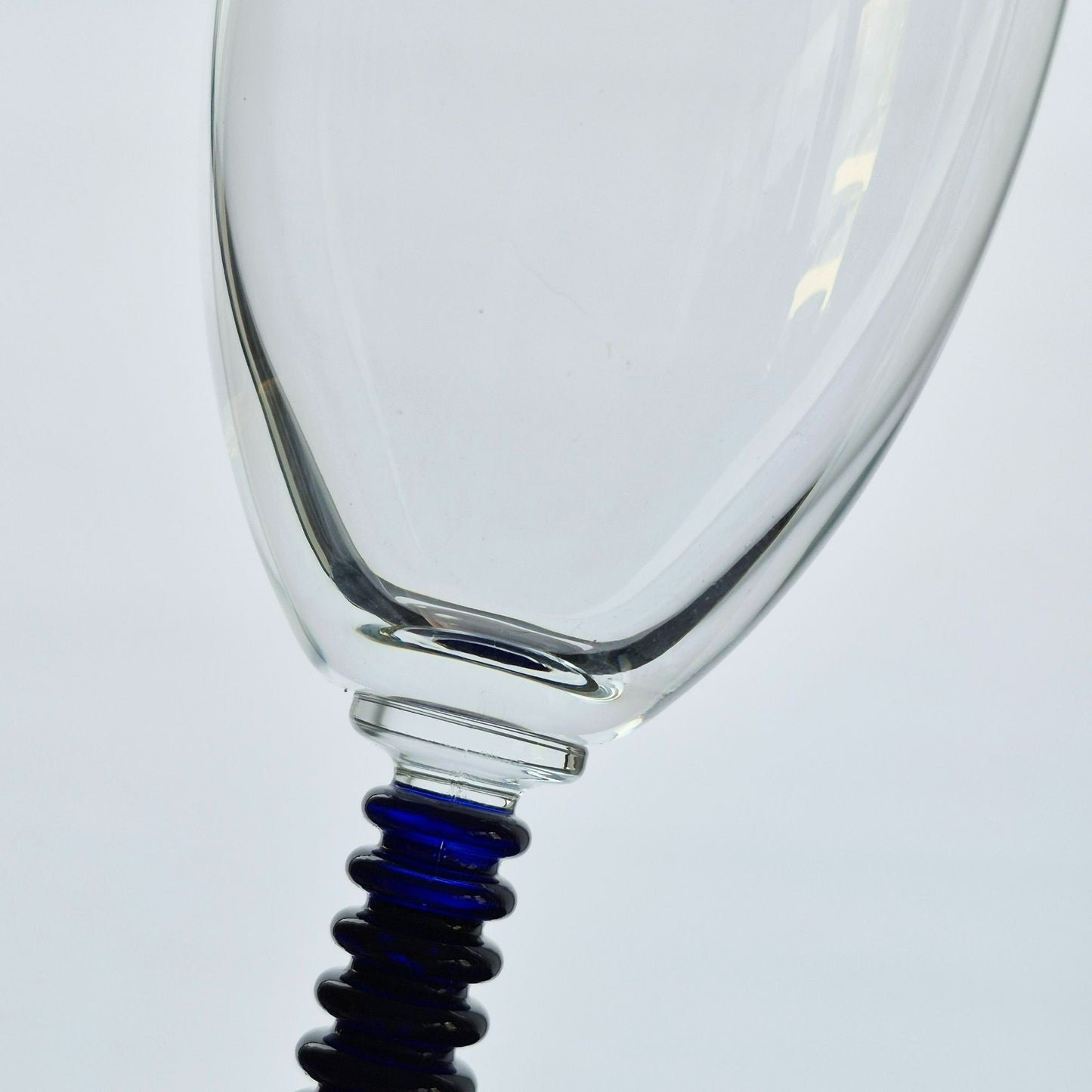 Cobalt Blue & Clear Textured Goblet, Set of 2